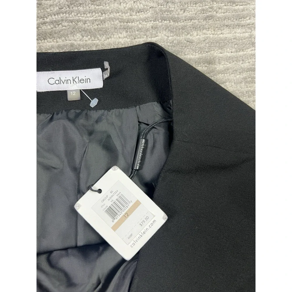 Calvin Klein Skirt‎ Womens 12 Black Faux Wrap Zip Pencil Polyester Blend NWT